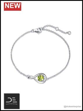 925 Sterling Silver Infinity Birthstone Bracelet Women White Gold Plated